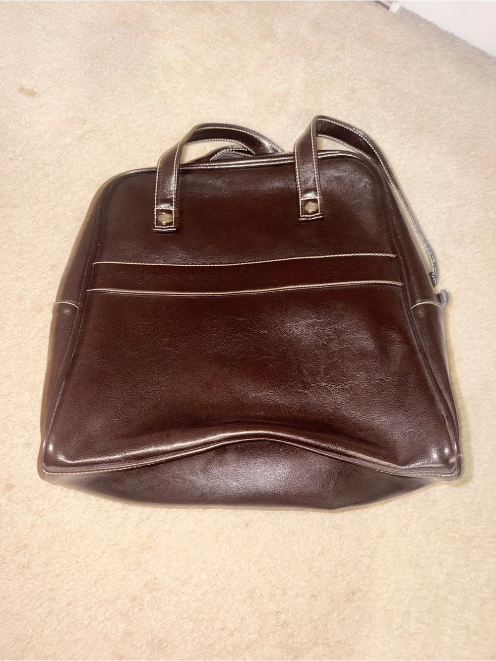 Classic Brown Thirty One Leather Tote Bag for Women with Dust Bag